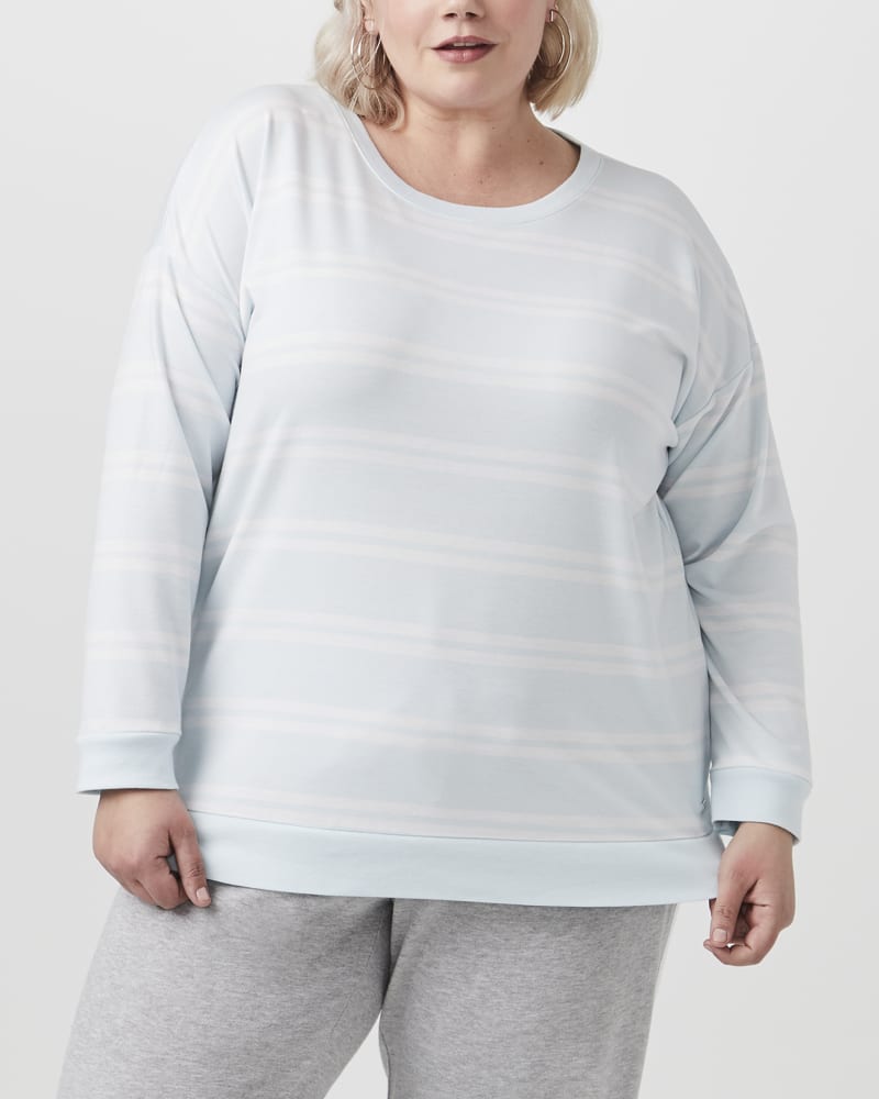 Front of plus size Cassandra Striped Pullover by Marc NY | Dia&Co | dia_product_style_image_id:154075